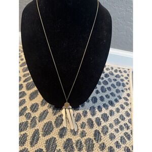 Rustic Cuff Abstract Pendant Necklace Long Gold And Silver Bangles W Bag